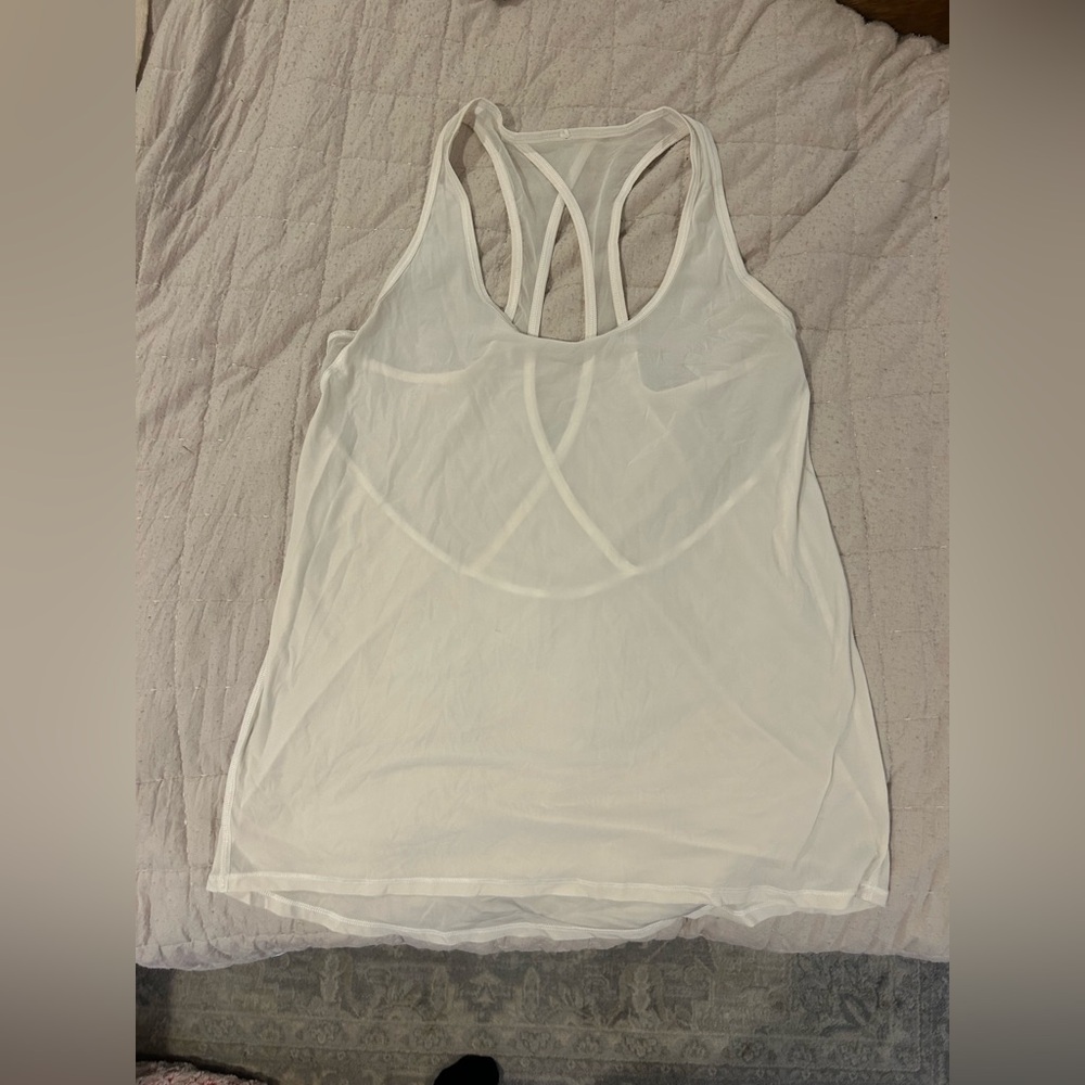 Lululemon Athletica White Backless Sleeveless Tank Top